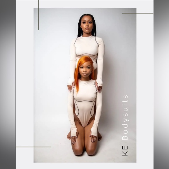 KE Exclusive Long Sleeves Contrast trim Design Bodysuit - Picture 4 of 9